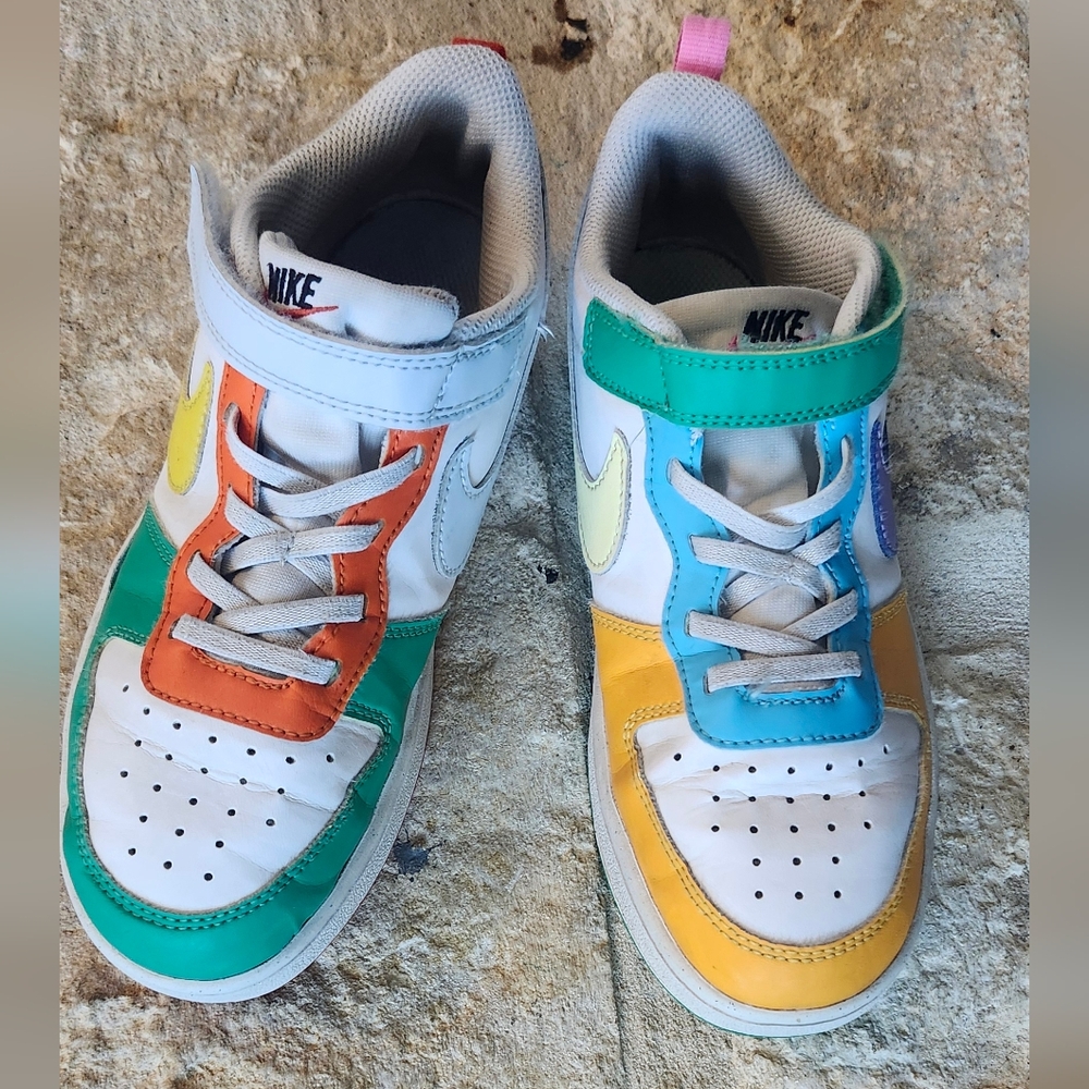 3Y Nike Kids Multicolor Sneakers - Green, Orange, Yellow, Blue